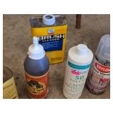 Lot of Household Chemical Products including Ortho Home Defense Insect Killer, Klean Strip Brush Cleaner, and Krylon Clear Varnish
