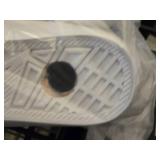 PINK White High-Top Canvas Sneakers Size M - Hole in Sole Display Pair