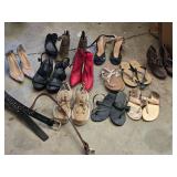 Lot of Shoes and Belts Including Various Styles and Brands Various Sizes