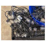 String lights and spotlights in blue bucket