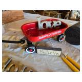 Small Radio Flyer Wagon, Decorative Items, and Accessories including Believe Sign, Metal Butterfly, and Foam Roller