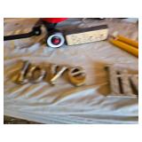 Small Radio Flyer Wagon, Decorative Items, and Accessories including Believe Sign, Metal Butterfly, and Foam Roller