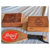 Vintage Jocari Paddle Wing Flapper Kite, Ashton Cigar Boxes, Camping Stool, and Old Flares