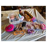 Assorted Personal Care and Accessories Lot including Gillette Razor, Bath Buffs, and Sewing Kits