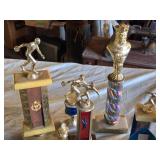 Collection of Trophies and Medals Including Bowling and Chess