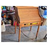Roll-top Wooden Desk with Carved Legs