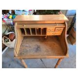 Roll-top Wooden Desk with Carved Legs