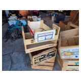 Wooden Crate Collection including Augsburger American Lager Beer, 7 Amigos Chilean Product, and Eliana Produce of Chile