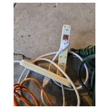 Extension cords and power strips including GE Instajack and Power Sentry, various colors and lengths