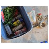 CRC White Lithium Grease (Partials) and Miscellaneous Hardware Items including Green Rope, Hinges, and Brass Fittings