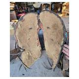Vintage Western Saddle and Tack Set including Saddle, Stirrups, Reins, and Rope