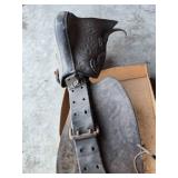 Vintage Western Saddle and Tack Set including Saddle, Stirrups, Reins, and Rope