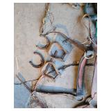 Vintage Western Saddle and Tack Set including Saddle, Stirrups, Reins, and Rope