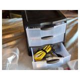 Office Supplies Lot including Storage Drawers, Rulers, and Desk Accessories
