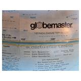 Various topographic maps from Ohio, a Globemaster 12 Inch Diameter Globe, and a red, white, and blue Norwegian flag