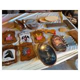 Collection of Vintage Style Tavern Signs and Home Decor Items including Wood Plaques and Engravings