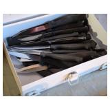 Gerber Hatchet, Gun Cleaning Kit, Bike Pump and Variety of Household Knives