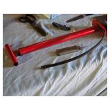 Gerber Hatchet, Gun Cleaning Kit, Bike Pump and Variety of Household Knives