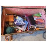Vintage Trunk with Books and Yarn
