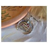 Decorative Household Items Including Wooden Tray and Carousel, Remote, and Keychains