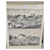 Lot of Antique Lithograph Prints Including Churches and Mills featuring scenes like Christ Church in Red Wing, Swedish Lutheran Church, and Minnesota mills.