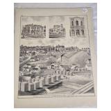 Lot of Antique Lithograph Prints Including Churches and Mills featuring scenes like Christ Church in Red Wing, Swedish Lutheran Church, and Minnesota mills.