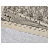 Lot of Antique Lithograph Prints Including Churches and Mills featuring scenes like Christ Church in Red Wing, Swedish Lutheran Church, and Minnesota mills.