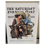 Vintage Art and Music Poster Collection including Norman Rockwell Saturday Evening Post Covers, Crook Bros Photo, and Bluegrass Concert Poster