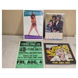 Set of Vintage Music and Art Posters including Tina Turner and The Police