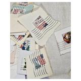 Collection of Vintage USA Postage Stamps Including Christmas, Love, and Flag Designs