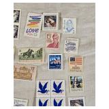 Lot of Vintage UNUSED USA Postage Stamps Including Christmas, Love, and Aviation Themes