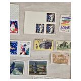 Lot of Vintage UNUSED USA Postage Stamps Including Christmas, Love, and Aviation Themes