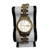 Citizen Ladies Quartz Watch with Two-Tone Stainless Steel and Gold Plating, featuring a Day-Date Display.