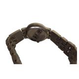 RARE  Vintage ! Raymond Jewel quartz watch, stainless steel, gold dial, amber dome crystal.