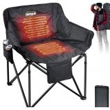 MZQLN  | Oversized Heated Camping Chair with Battery Pack and 3 Heat Levels, Portable Heated Folding Chair