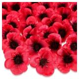 Xinnun  500 Pieces Artificial Poppies Flowers Red Poppy Artificial Silk Faux Stemless Flowers Head