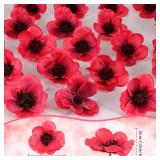 Xinnun  500 Pieces Artificial Poppies Flowers Red Poppy Artificial Silk Faux Stemless Flowers Head