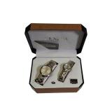 Geneva stainless steel watch set for him and her.