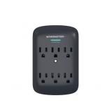 Monster Power 6-Outlet Wall Tap Surge Protector - 300 Joules - Black