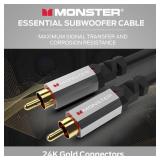 Monster Essentials Premium Subwoofer Cable Connector for Home Theaters and Cars, RCA Subwoofer Audio Cable, 13.1ft