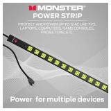 Monster Workshop Heavy-Duty Garage Power Strip Surge Protector - Mountable Heavy-Duty Wide-Spaced 12 Grounded AC Outlets with 6 ft Plug Chord- 1800 Joules