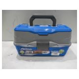 NEW Flambeau Outdoors 6382TB 2-Tray Tackle Box - Classic Fishing Lure Storage Organizer, Medium Portable Tackle Box, 15 Tray Compartments, Blue/Gray