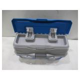 NEW Flambeau Outdoors 6382TB 2-Tray Tackle Box - Classic Fishing Lure Storage Organizer, Medium Portable Tackle Box, 15 Tray Compartments, Blue/Gray