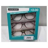 NEW Design Optics by Foster Grant Cole Full Rim Rectangular Reading Glasses, 3-pack +2.00