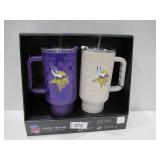 NEW Logo Brands NFL 40 oz. x 2 pk. Insulated Tumblers - Minnesota Vikings