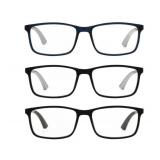 Design Optics by Foster Grant Classic Plastic Rectangle Reading Glasses, 3-pack +3.00 "Style C"