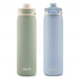 NEW Ello Pop & Fill 22oz. Stainless Steel Water Bottle with Leak Proof Locking Lid, 2-Pack Pistachio/Blue Dream