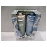 NEW Ello Pop & Fill 22oz. Stainless Steel Water Bottle with Leak Proof Locking Lid, 2-Pack Pistachio/Blue Dream