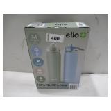 NEW Ello Pop & Fill 22oz. Stainless Steel Water Bottle with Leak Proof Locking Lid, 2-Pack Pistachio/Blue Dream