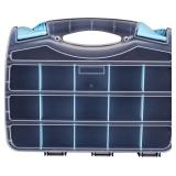 NEW ArtBin 6877AG Double-Sided Quick View Carrying Case, Portable Art & Craft Organizer with Removable Dividers, [1] Plastic Storage Case, Black/Aqua with Clear Lid